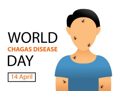 Parazit böcekleri tarafından istila edilmiş bir adamın illüstrasyon vektör grafiği, uluslararası gün için mükemmel, dünya chagas günü, kutlama, tebrik kartı, vs..