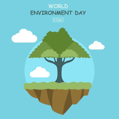 Havada süzülen ağaçların illüstrasyon vektörü grafiği. Uluslararası gün, dünya çevre günü için mükemmel. Kutlama, tebrik kartı vesaire..