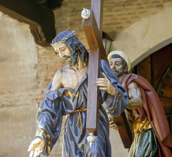 Holy Week in Zamora in Toro, Brotherhood of Jess Nazareno and nimas, on Holy Thursday. Image of Our Father Jesus. Blessing of Conqueros or Cagalenjas.