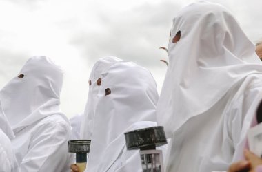 İspanya, Zamora 'da kutsal hafta. Bercianos de Aliste 'nin Kutsal Cenaze Töreni