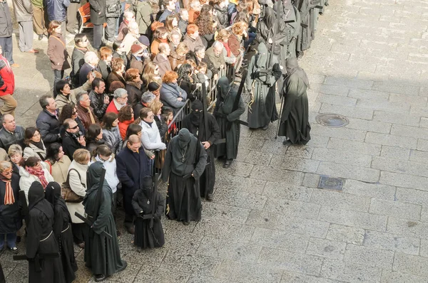 スペインのサモラでの聖週間 良い金曜日の朝にジェス ナザレノ ヴァルゴ会衆の行列 — ストック写真