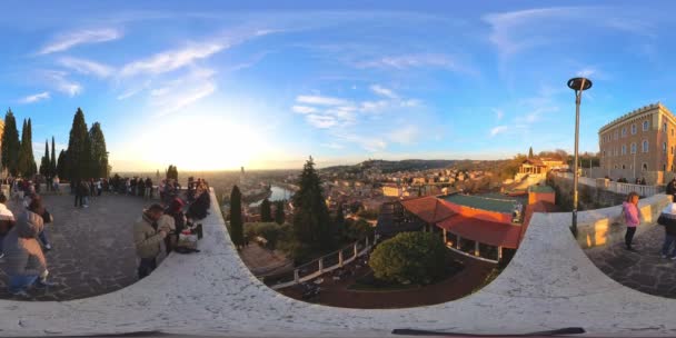 360 Verona Stadtlandschaft Bei Sonnenuntergang Von Castel San Pietro 2022 — Stockvideo