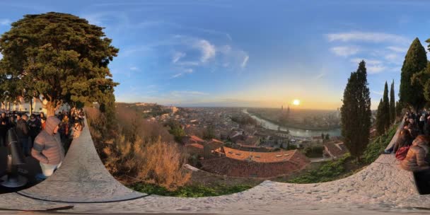 Zachód Słońca Nad Krajobrazem Miasta Verona Włochy 360 — Wideo stockowe