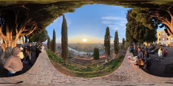 Apus Soare Peste Peisajul Orașului Verona Italia 360 — Videoclip de stoc