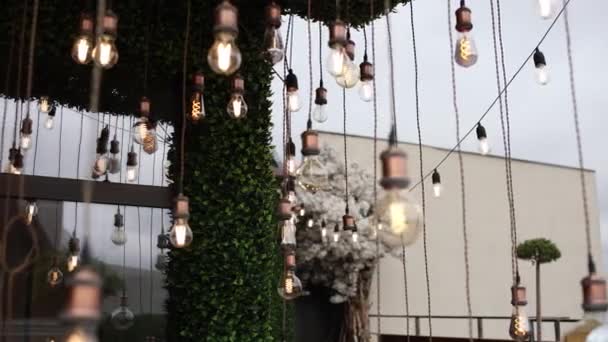 Location Wedding Ceremony Loft Lamps — Stock Video