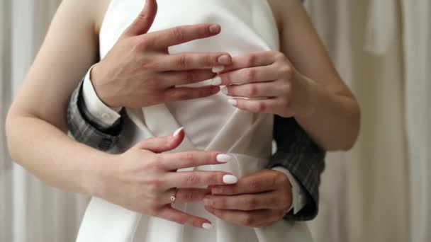 Man Woman Put Each Other Wedding Rings Wedding — Stock Video