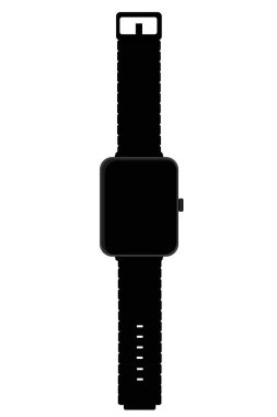 Beyaz arkaplan fitness izleyicisindeki siyah akıllı saat