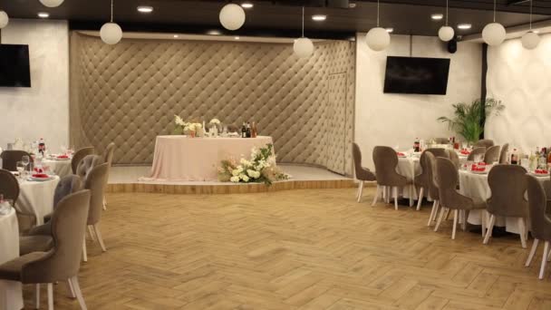 Food Drinks Wedding Table Restaurant Banquet — Stock Video