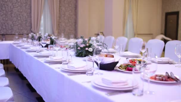 Food Drinks Table Restaurant Wedding Birthday Anniversary Celebration — Wideo stockowe