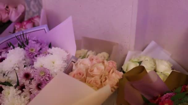 Many Bouquets Flowers Birthdays Wedding Celebrations — Stock videók