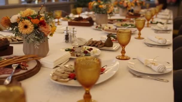 Food Drinks Table Restaurant Holiday — Vídeos de Stock