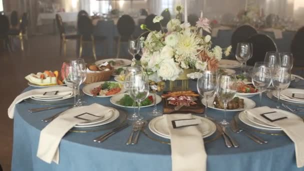 Food Drinks Wedding Table Restaurant Wedding Decor — Wideo stockowe