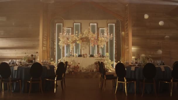 Beautiful Decor Flowers Wedding Table — Vídeos de Stock