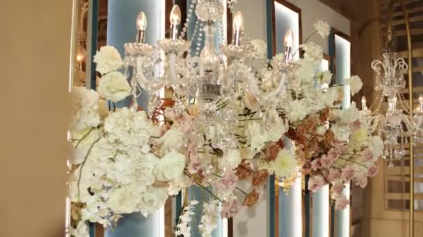 Arrangement Flowers Presidium Bride Groom Wedding Restaurant — Wideo stockowe
