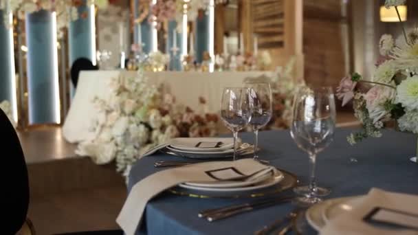 Food Drinks Wedding Table Restaurant Wedding Decor — Video Stock