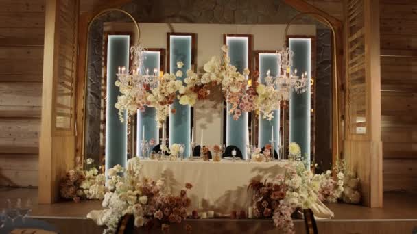 Beautiful Decor Flowers Wedding Table — Vídeo de Stock