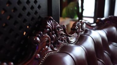 leather sofa made of wood in the room of the old style interior furniture