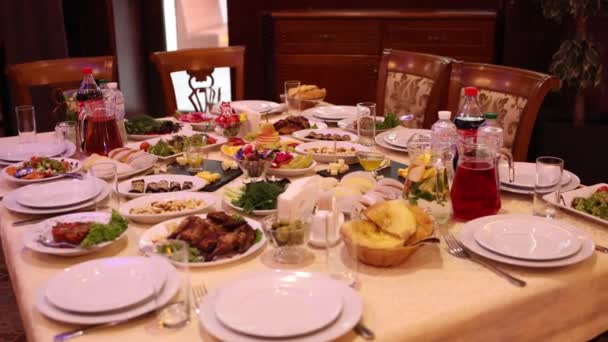 Food Drinks Table Restaurant Wedding Birthday — Stock video