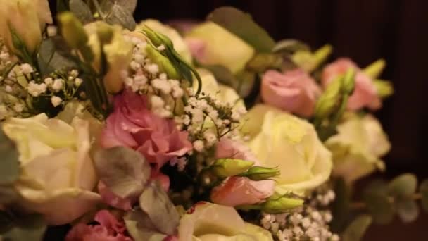 Букети Квітів Весілля Або День Народження Ресторані — стокове відео