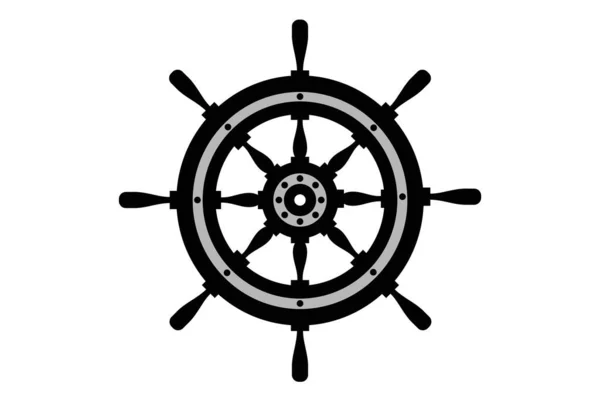 Ιστιοφόρο Πλοίο Πηδαλίου Εικονίδιο Διάνυσμα Θαλάσσιο Υπόβαθρο — Διανυσματικό Αρχείο