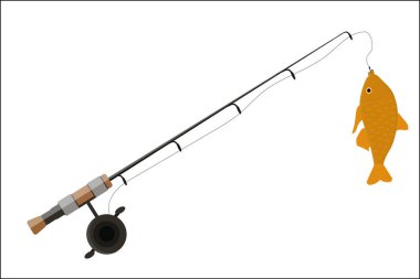 a fishing rod spinning on a white background vector illustration
