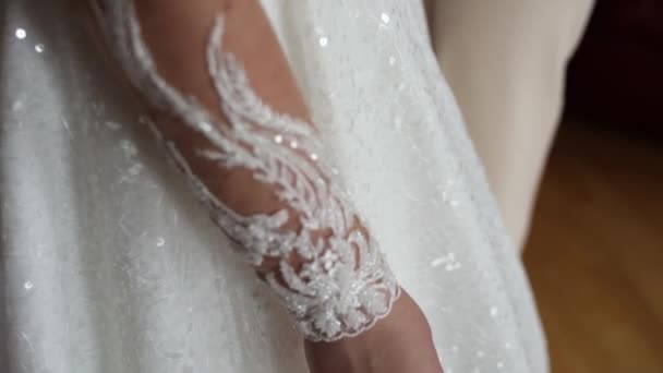 Hand Der Braut Brautkleid — Stockvideo