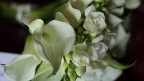 Biały Bukiet Kwiatów Panny Młodej Weselu — Wideo stockowe