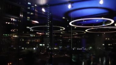 round LED chandelier modern on the ceiling in the room