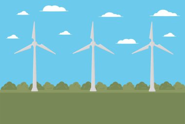 Yeşil enerji yenilenebilir kaynak alanında bir rüzgar santrali bulunuyor.