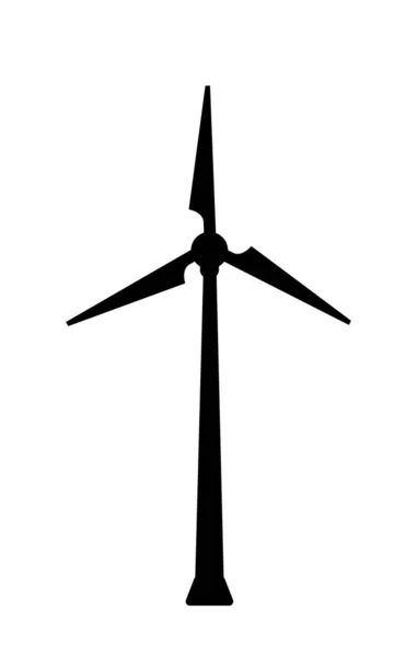 Ветряная Электростанция Стоит Поле Зеленой Энергии Логотип Возобновляемых Ресурсов — стоковый вектор