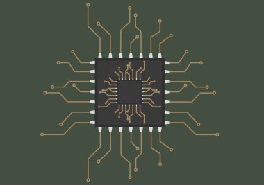 a circuit board with a microprocessor for a computer scheme vector illustration electronics clipart