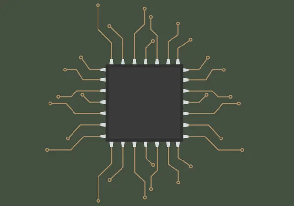 Una Placa Circuito Con Microprocesador Para Esquema Informático Ilustración Vectorial — Vector de stock
