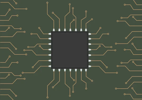 带微处理器的电路板 用于计算机方案矢量示意图电子 — 图库矢量图片