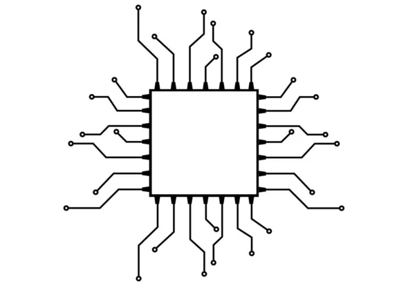 Płytka Obwodu Drukowanego Mikroprocesorem Komputerowego Schematu Wektorowej Elektroniki Ilustracyjnej — Wektor stockowy