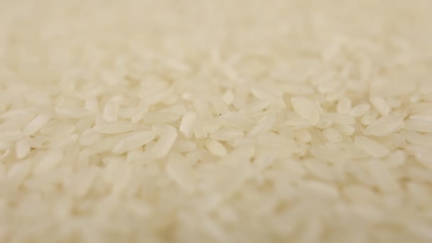 厨房里的日本亚洲菜卷慢慢地把一片片的白米粒倒在桌上 作为菜谱的背景保护器 — 图库视频影像