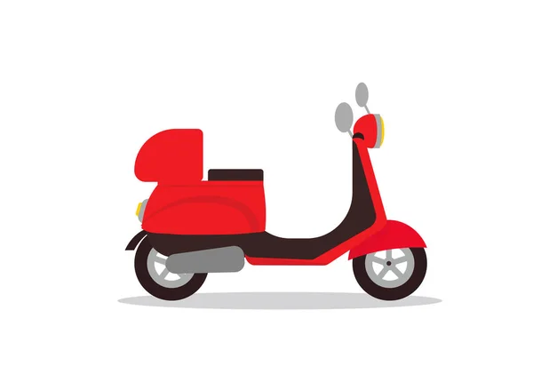 Czerwony Skuter Dostawa Motocykli Kurier Transport Grafika Wektorowa — Wektor stockowy