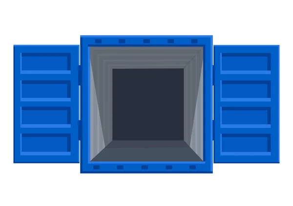Ein Großer Blauer Metallfrachtcontainer Für Den Transport Auf Weißem Hintergrund — Stockvektor