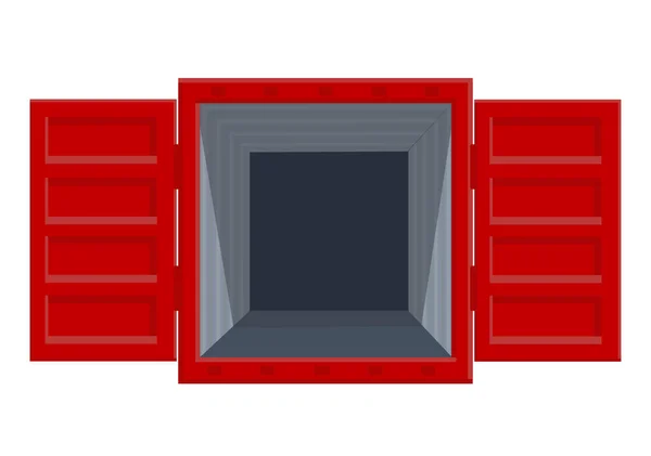 Ein Großer Roter Metallfrachtcontainer Für Den Transport Auf Weißem Hintergrund — Stockvektor