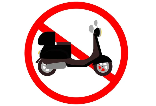 Uma Scooter Ciclomotor Círculo Vermelho Com Sinal Riscado Não Permitido — Vetor de Stock