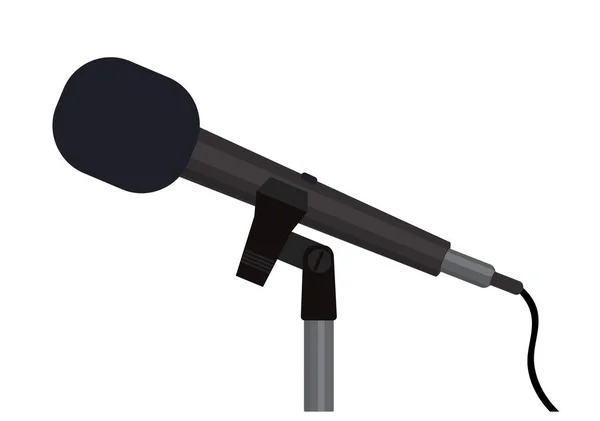 Egy Fekete Mikrofon Állványon Fehér Háttérvektor Grafikáján — Stock Vector