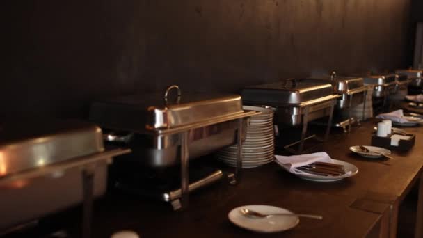 Otelde Kahvaltı Için Açık Büfe Lezzetli Yemekler Brunchlar Öğle Yemekleri — Stok video
