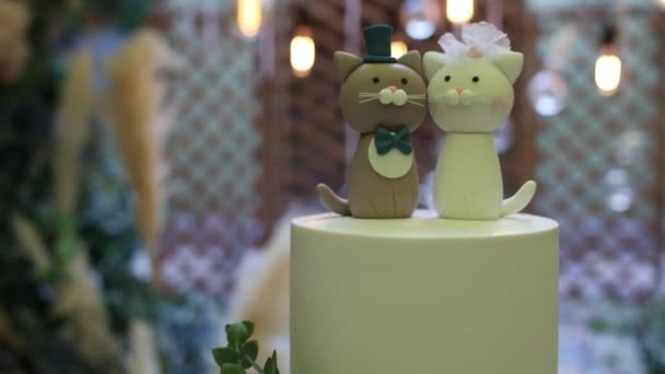 Beau Gâteau Mariage Près Arche Mariage Dans Soirée — Video