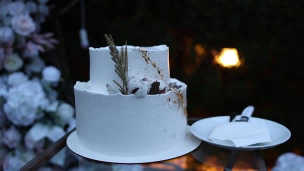 Красивий Весільний Торт Столі Ресторані — стокове відео