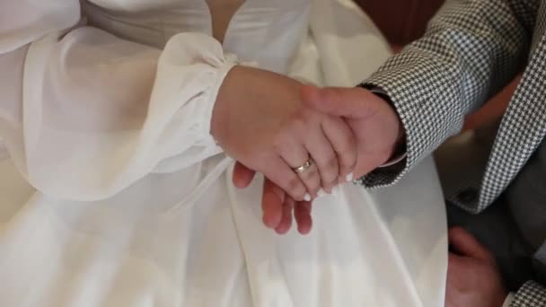 Man Holding Girl Hand Wedding Ring — Stock Video