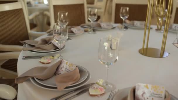 Festvåning Restaurang Med Inredning Till Bröllop — Stockvideo