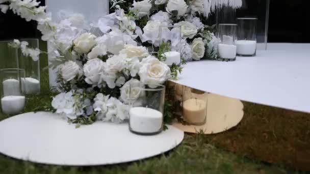 Decoration Flowers Wedding Table Celebration Restaurant — Vídeo de Stock