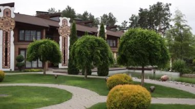 Parktaki güzel evler, otel, tatil, doğadaki tatil