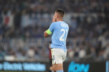 Roma, İtalya 27.10.2022: Lazio 'dan Milinkoviç Saviç Uefa Avrupa Ligi 2022-2023, Grup F - SS maç 5, SS Lazio ile FC Midtjylland arasındaki futbol karşılaşması sırasında İtalya' nın başkenti Roma 'daki Olimpiyat Stadyumu' nda gerçekleşti..