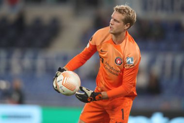 Roma, İtalya 27.10.2022: Midtjylland 'dan Jonas Loss Uefa Avrupa Ligi 2022-2023, Grup F - SS maç 5, SS Lazio ile FC Midtjylland arasındaki futbol maçı sırasında İtalya' nın başkenti Roma 'daki Olympic Stadyumu' nda oynandı..