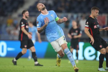 Roma, İtalya 27.10.2022: Lazio 'dan Milinkoviç Saviç Uefa Avrupa Ligi 2022-2023, Grup F - SS maç 5, SS Lazio ile FC Midtjylland arasındaki futbol karşılaşması sırasında İtalya' nın başkenti Roma 'daki Olimpiyat Stadyumu' nda gerçekleşti..